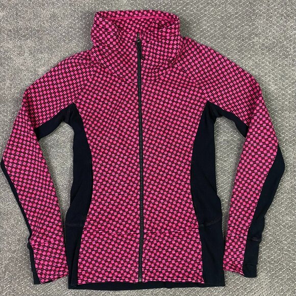 Lululemon Radiant Jacket Women's Size 6 Pink Black Full Zip Check Checkered - Picture 2 of 11